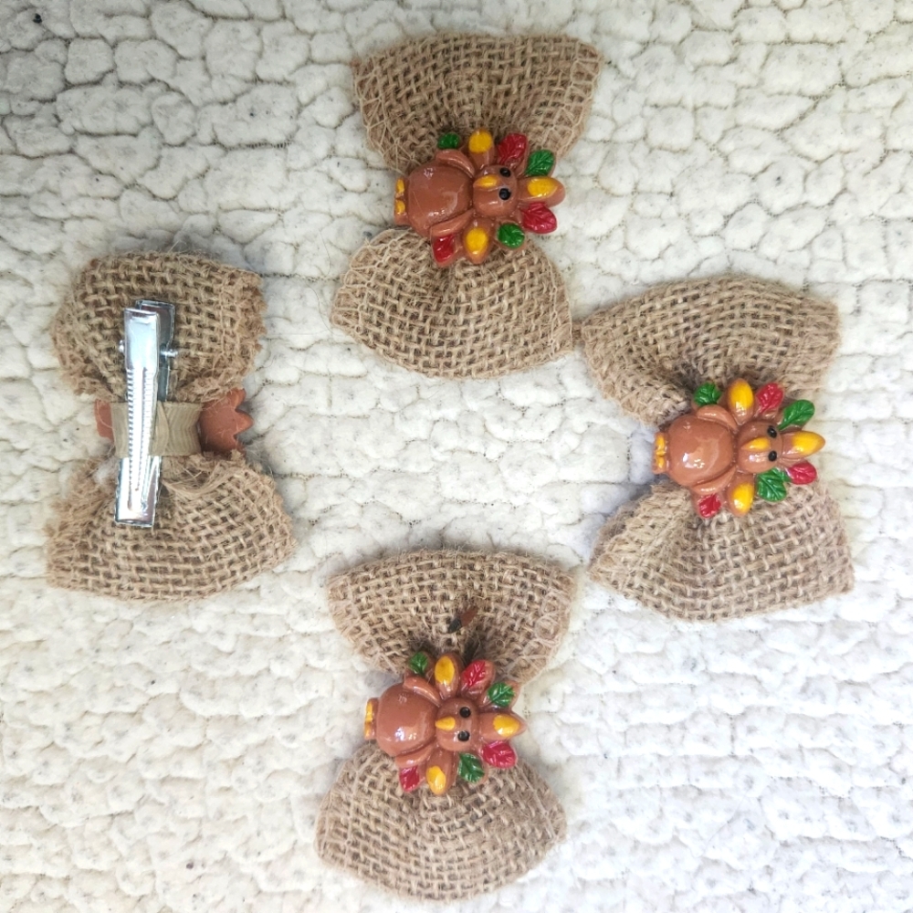 Thanksgiving Turkey Clip in bows